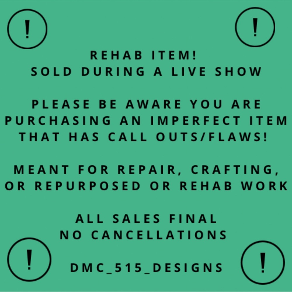 UNLISTED ITEM (REHAB ITEM) TO BE SOLD DURING A LIVE SHOW!